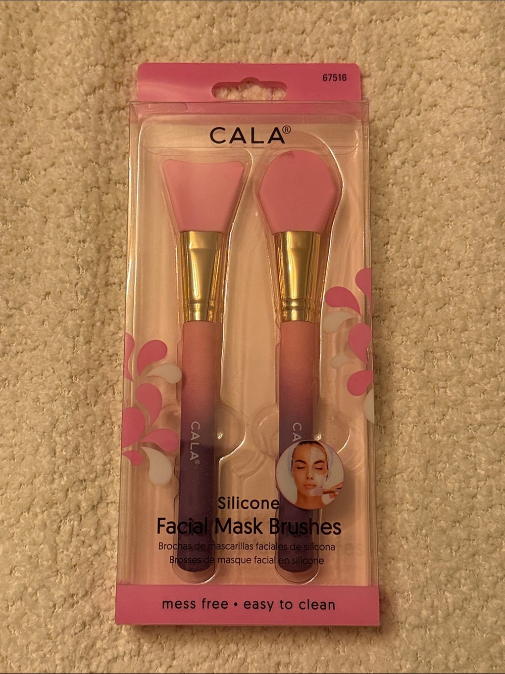 Pink Silicone Facial Mask Brushes - 2 Pack